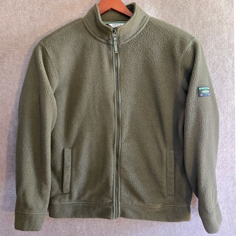 Orvis Mens Classic Collection Full Zip Fleece Jacket Olive‎ Green Small
